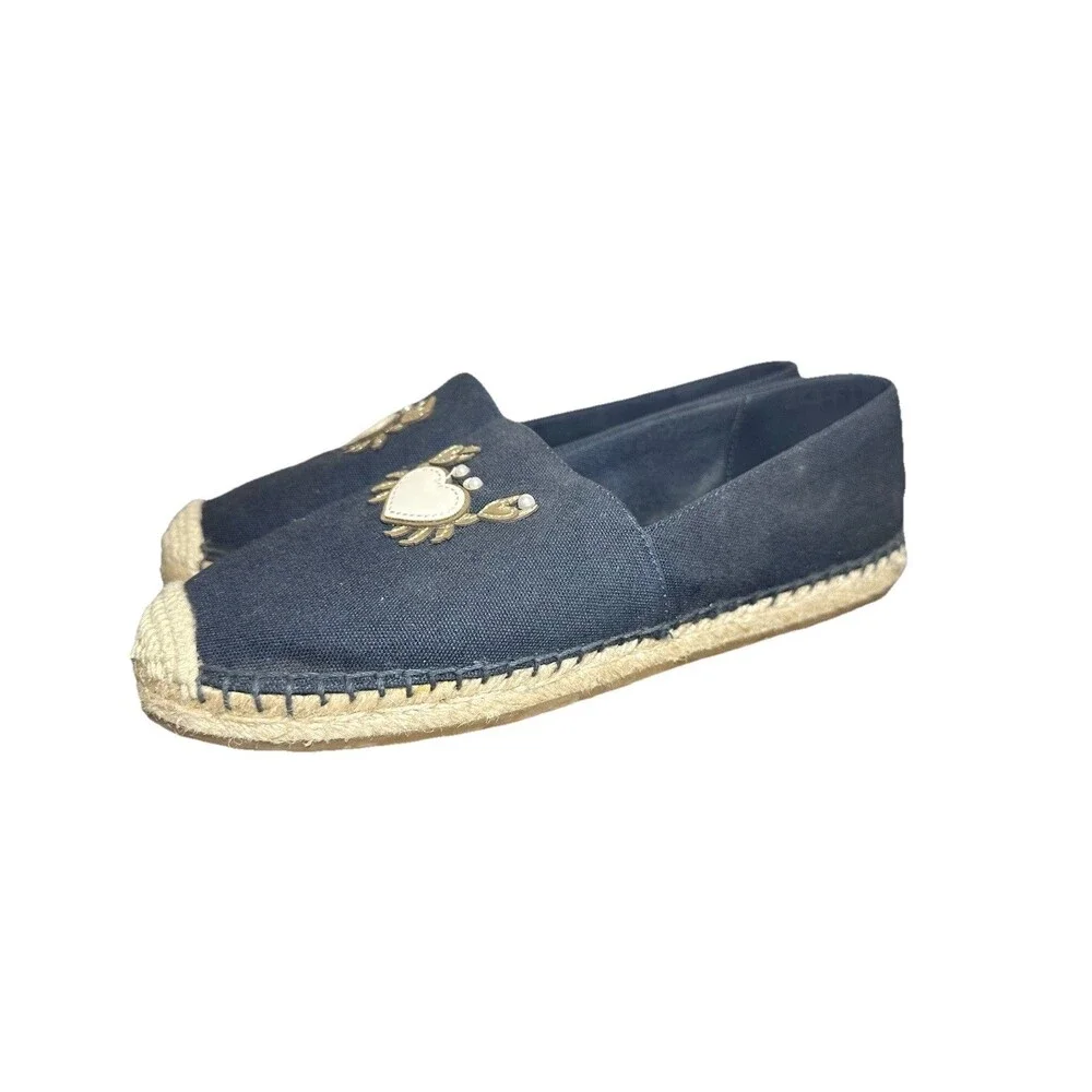 Kate Spade Beach Date‎ Espadrilles Crab Slip On Shoes Navy Women's 7.5